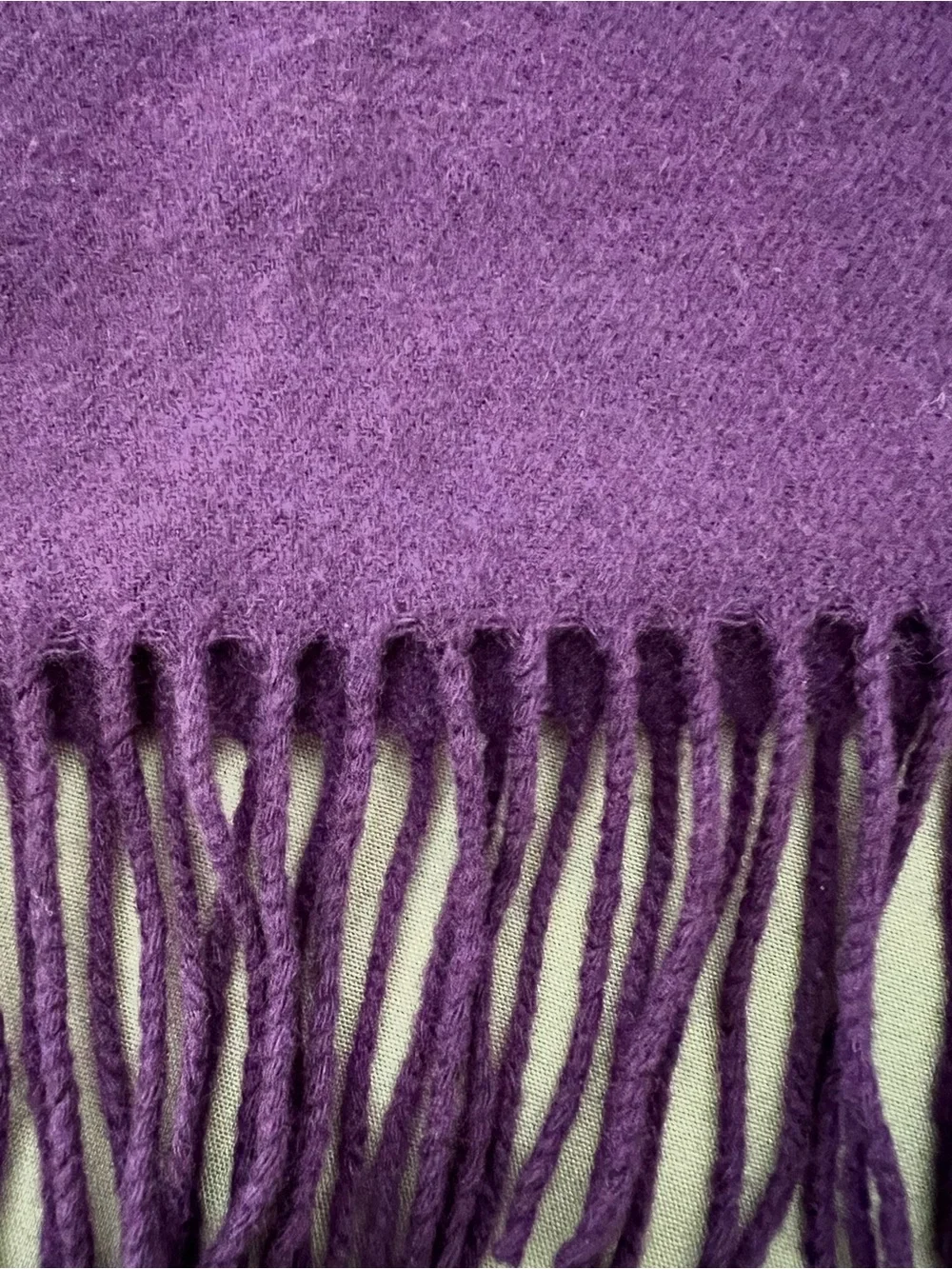 Enzo Mantovani Plum Fringe Women's 100% Cashmere Scarf